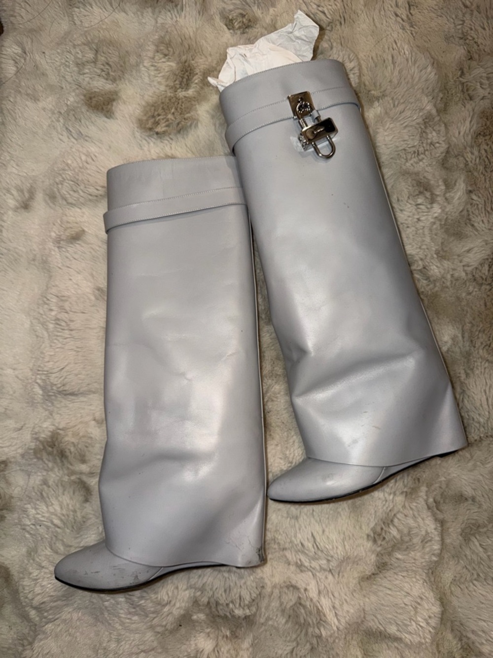 Light Gray Givenchy Shark Lock Boots